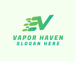 Green Speed Motion Letter V logo design