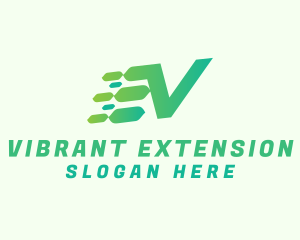 Green Speed Motion Letter V logo design