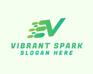 Green Speed Motion Letter V logo design