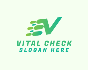 Green Speed Motion Letter V logo design