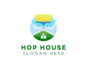 House Cleaner Broom logo design