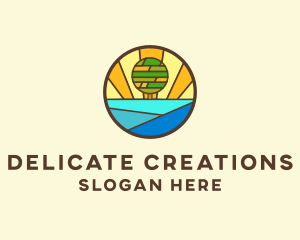 Stained Glass Ocean Tree logo design