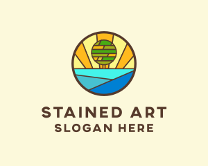 Stained Glass Ocean Tree logo