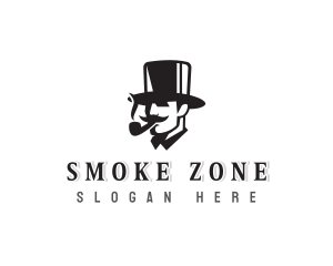 Hat Gentleman Smoking Pipe logo design