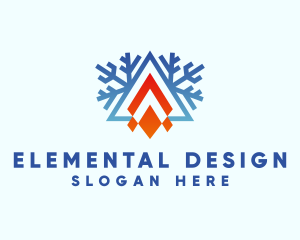 Ice Snowflake Campfire logo design