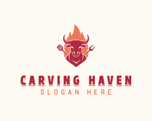 Grilled Flaming Barbecue logo design