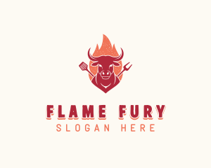 Grilled Flaming Barbecue logo design