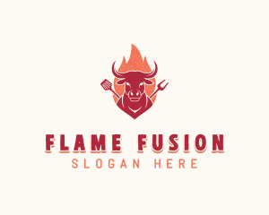 Grilled Flaming Barbecue logo design