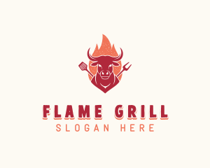 Grilled Flaming Barbecue logo design