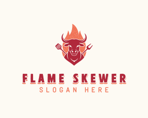 Grilled Flaming Barbecue logo design