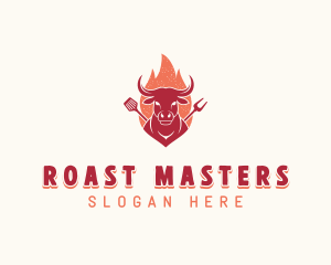 Grilled Flaming Barbecue logo design