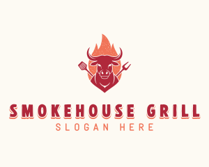 Grilled Flaming Barbecue logo design