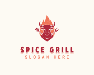 Grilled Flaming Barbecue logo design