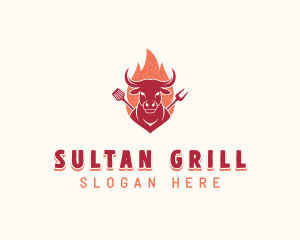 Grilled Flaming Barbecue logo design