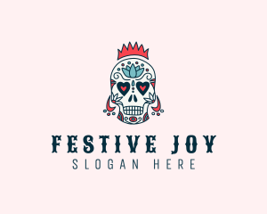 Festive Skull Crown  logo design