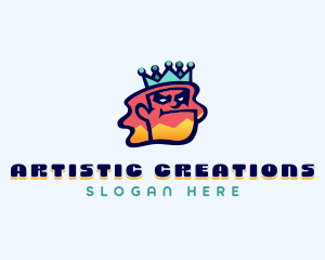 Colorful Angry King Doodle  logo design