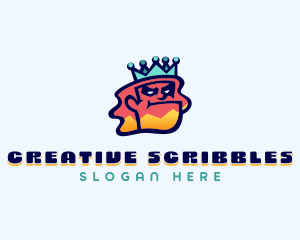 Colorful Angry King Doodle  logo design