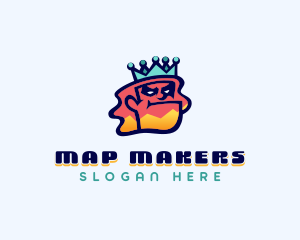 Colorful Angry King Doodle  logo design