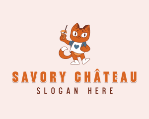 Cat Boba Drink logo design