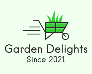 Garden Grass Wheelbarrow  logo design