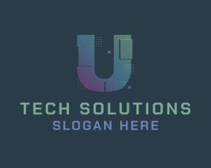 Modern Glitch Letter U logo