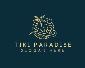 Tropical Wave Beach logo design