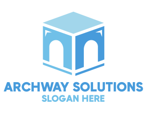 Blue Arch Cube logo design