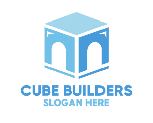 Blue Arch Cube logo design