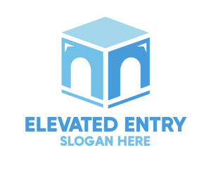 Blue Arch Cube logo design