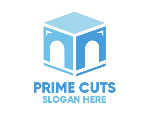 Blue Arch Cube logo design