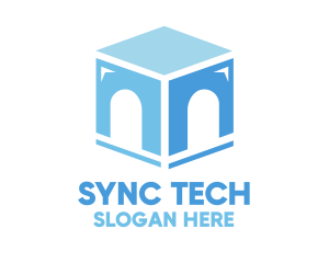 Blue Arch Cube logo design