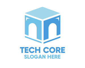 Blue Arch Cube logo design