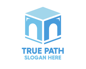 Blue Arch Cube logo design