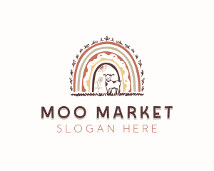 Cow Boho Rainbow logo design