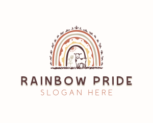 Cow Boho Rainbow logo design