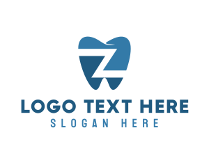 Blue Dental Tooth Letter Z logo