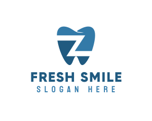 Blue Dental Tooth Letter Z logo