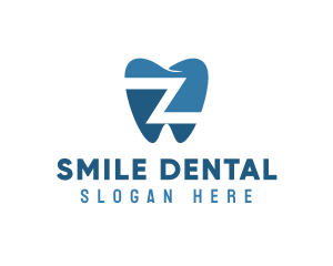 Blue Dental Tooth Letter Z logo