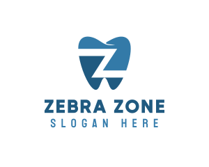 Blue Dental Tooth Letter Z logo design