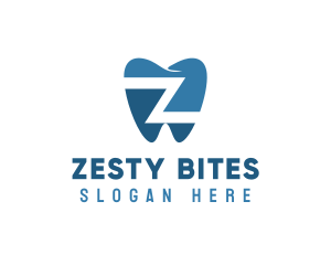 Blue Dental Tooth Letter Z logo design