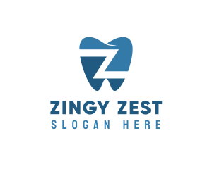 Blue Dental Tooth Letter Z logo design