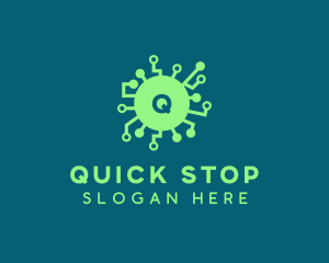 Computer Tech Virus logo design