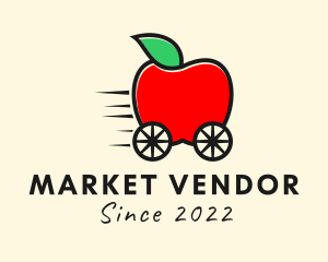 Apple Fruit Grocery Cart logo design