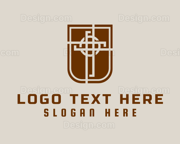 Shield Cross Religion Logo