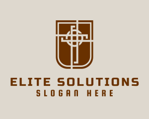 Shield Cross Religion Logo