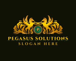 Pegasus Stallion Gold logo design