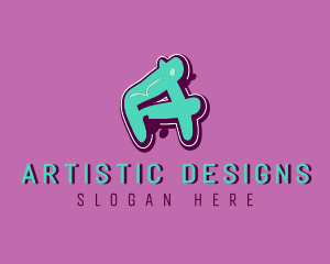 Modern Graffiti Letter A logo design