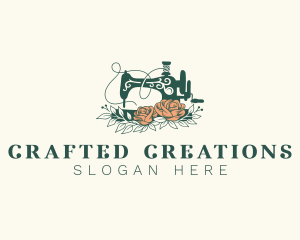 Floral Sewing Machine Tailoring logo design