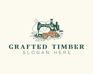 Floral Sewing Machine Tailoring logo design