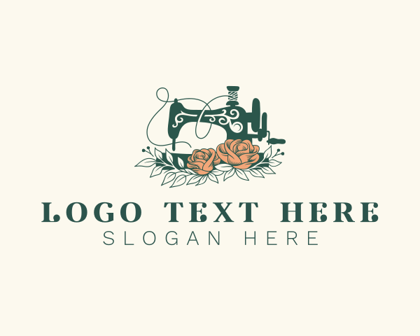 Floral Sewing Machine Tailoring logo